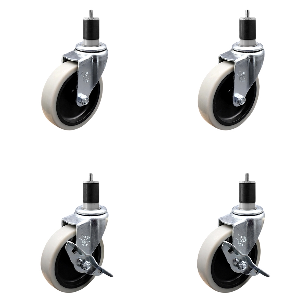 SCC-EX05S410-TPRS-178-2-SLB-2 4 in. Swivel Thermoplastic Rubber Casters, 1.87 in. Expanding Adapter Stem Casters - Set of 4