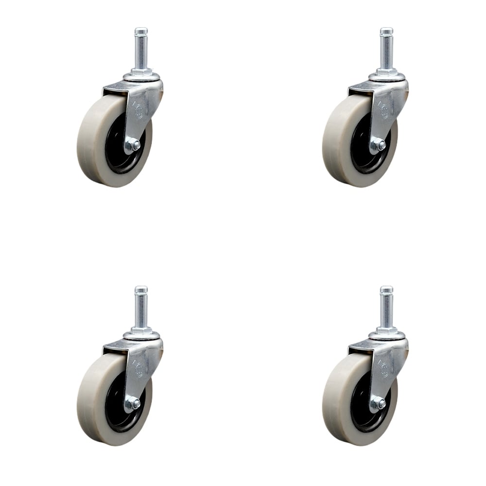 SCC-GR05S310-TPRS-716138-4 3 in. Swivel Thermoplastic Rubber Caster Wheels with 0.43 in. by 1.38 in. Grip Ring Stem Caster - Set of 4
