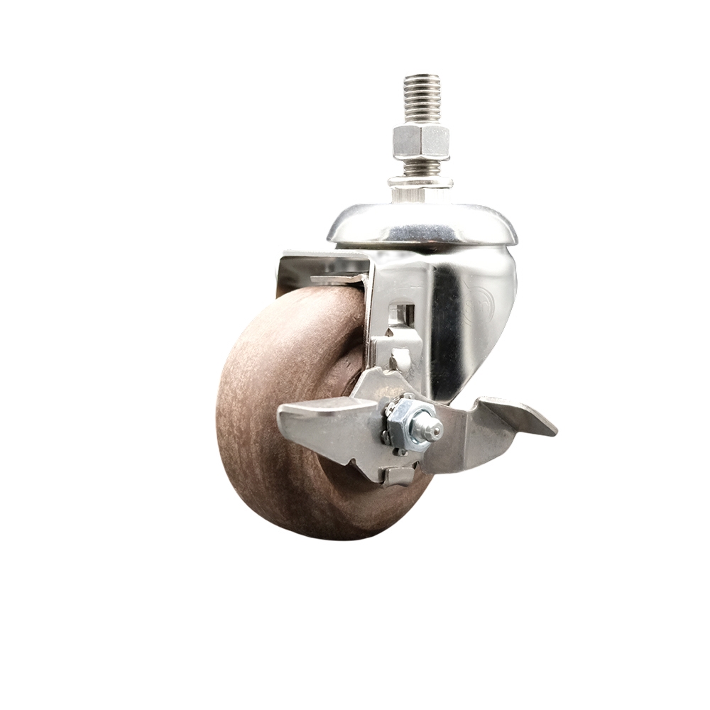 High Temperature Glass Filled Nylon Swivel Stem Caster with 3.5 in. Caster Wheel & Top Lock Brake, - 316 Stainless Steel Caster