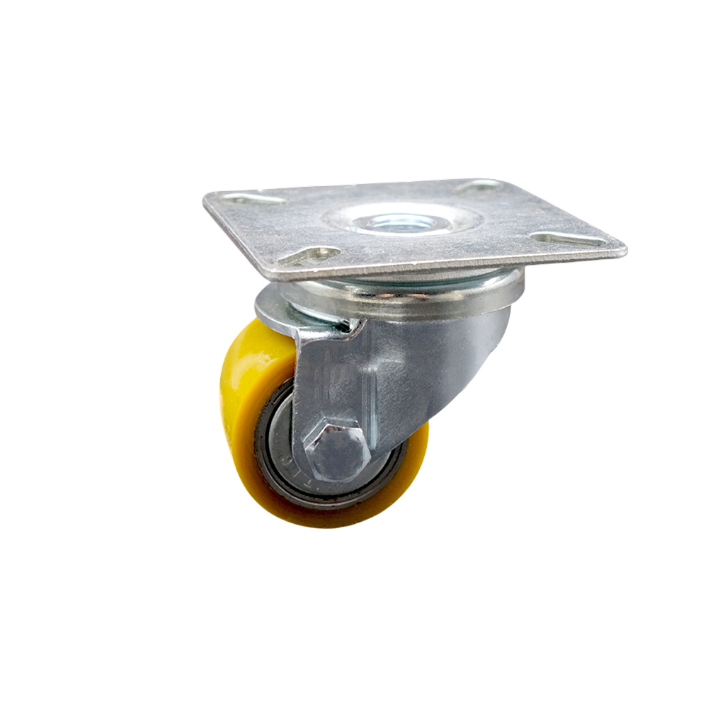 SCC-04S13810-PUB Low Profile Polyurethane Swivel Top Plate Caster with 35 x 27 mm Yellow Wheel