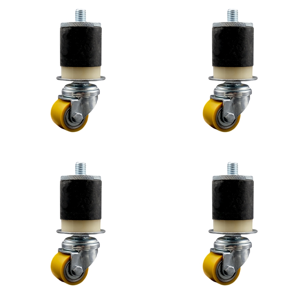 SCC-EX04S13810-PUB-158-4 Low Profile Polyurethane Swivel Expanding Adapter Stem Caster with 35 x 27 mm Yellow Wheels & 1.63 in. Stem - Set of 4