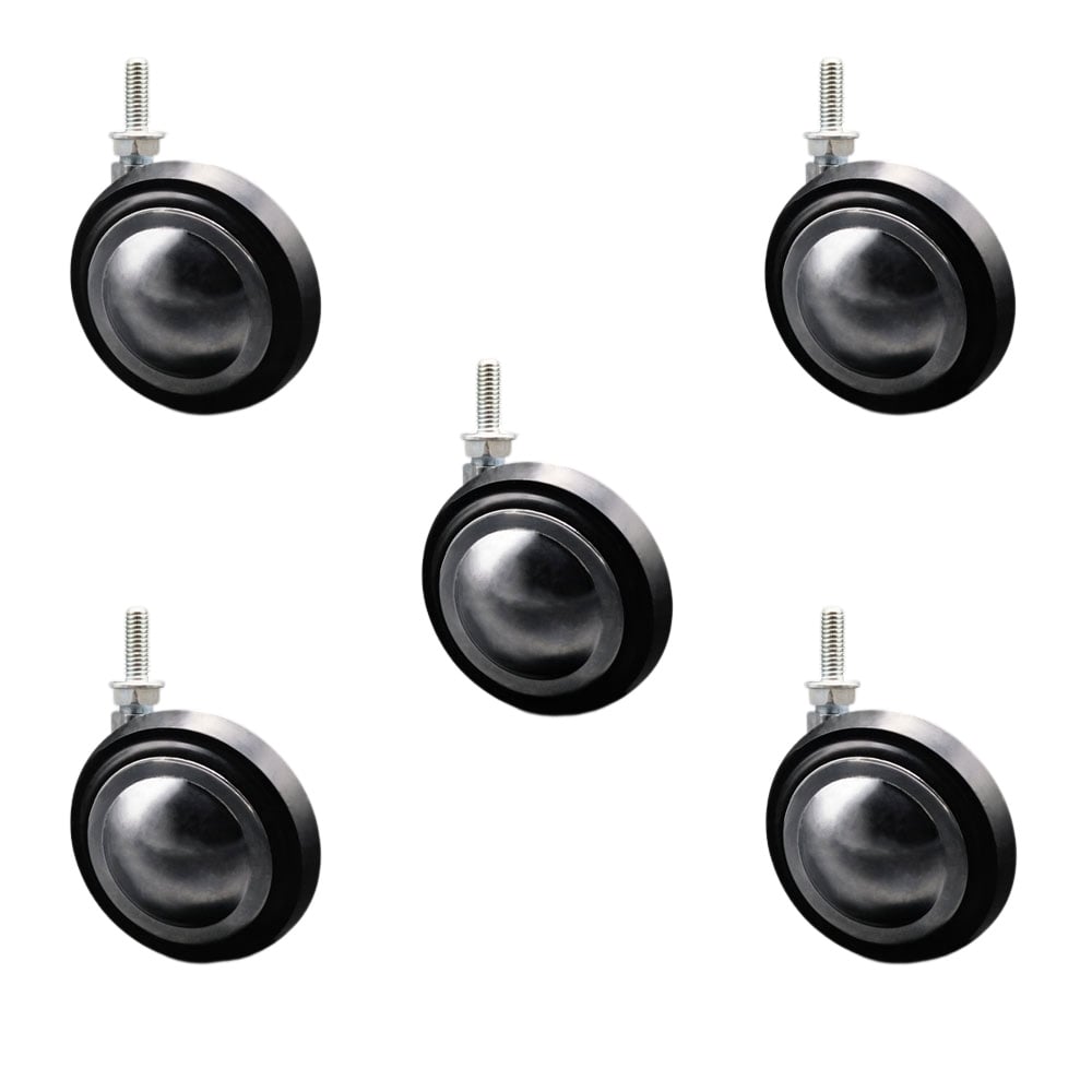 SCC-TS01S30-DCR-BC-5161878-5 3 in. Swivel Metal with Soft Rubber Tread Ball Caster Wheels with 0.31 in. 18 TPI x 0.875 in. Threaded Stem - Set of 5