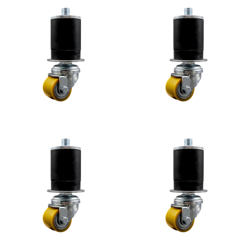 SCC-EX04S13810-PUB-134-4 Low Profile Polyurethane Swivel Expanding Adapter Stem Caster with 35 x 27 mm Yellow Wheels & 1.75 in. Stem - Set of 4