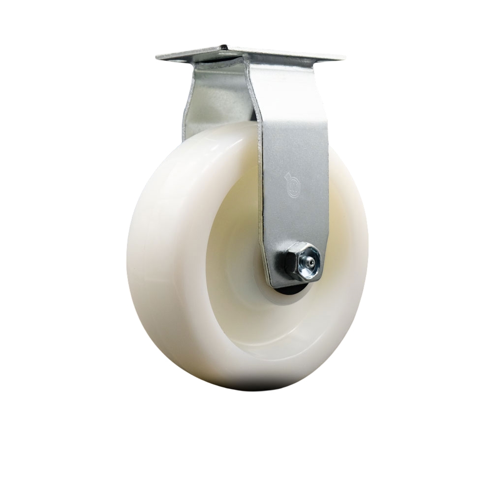 SCC-20R620-NYR Rigid Top Plate Caster White 6 in. by 2 in. Nylon Wheel Roller Bearing