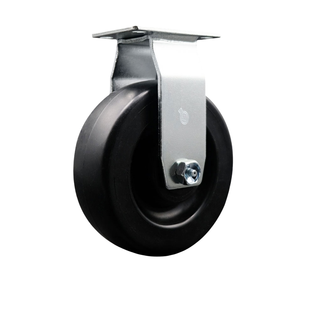 SCC-20R620-POR Rigid Top Plate Caster, Black 6 in. by 2 in. Polyolefin Wheel Roller Bearing