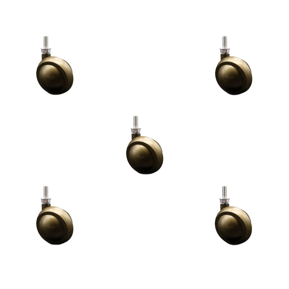 2 in. Swivel Metal Ball Caster Wheels for Furniture-Windsor Antique Brass Finish Stem Casters with 0.31 in. 18 TPI x - Set of 5