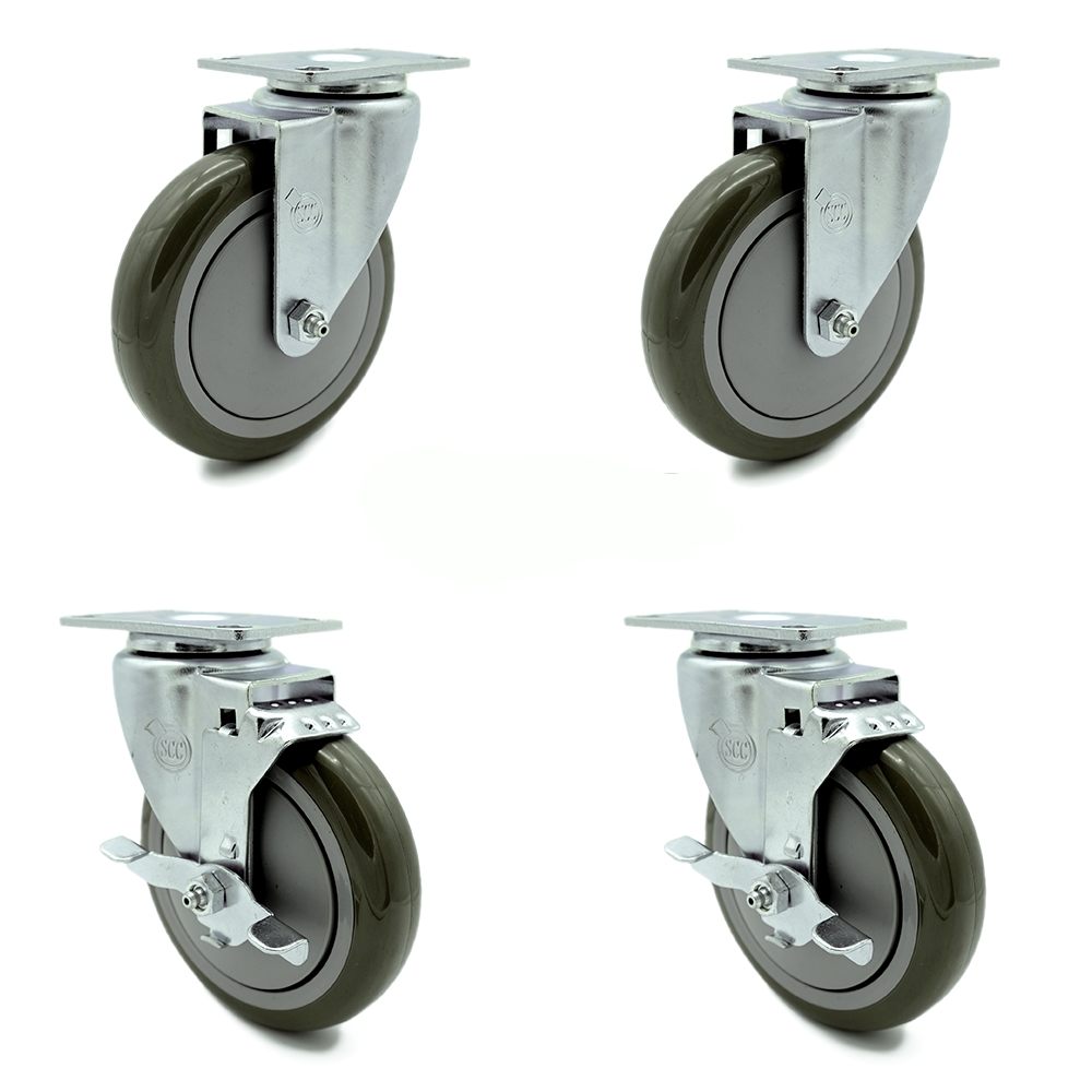 Swivel Caster - Gray - 5 in. - Set of 4 - 350 lbs Capacity