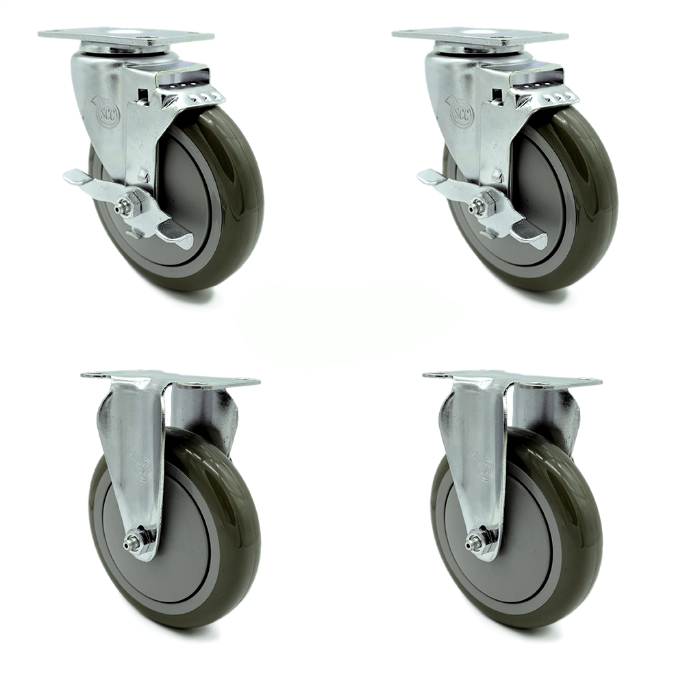 Swivel Caster Set - Gray - 5 in. - Set of 4 - 350 lbs Capacity