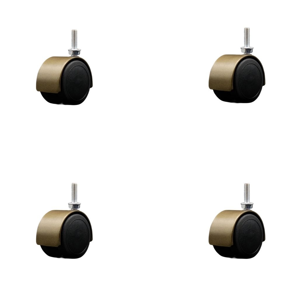 2 in. Floor Safe Windsor Antique Metal Hooded Twin Office Chair Wheels 0.31 in. 18 TPI x 1 in. Threaded Stems - Set of 4