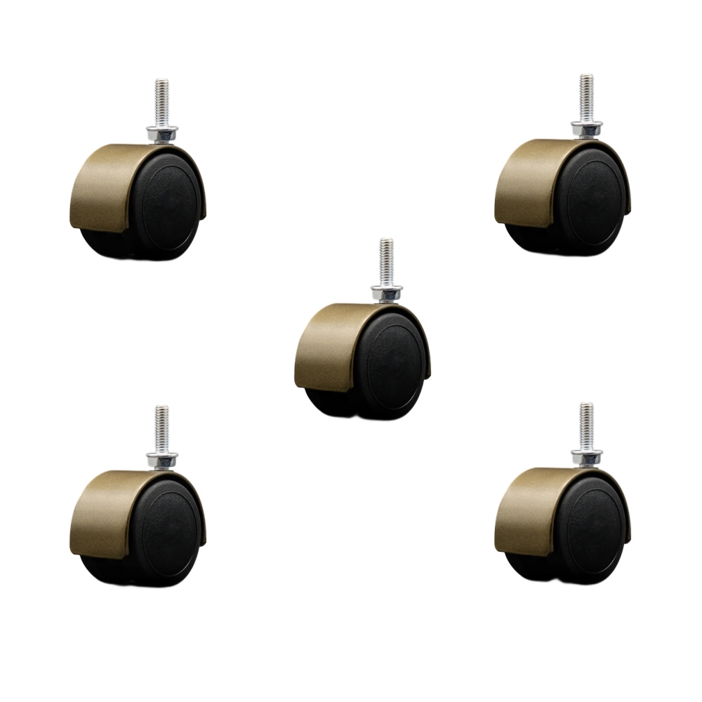 2 in. Floor Safe Windsor Antique Metal Hooded Twin Office Chair Wheels 0.31 in. 18 TPI x 1 in. Threaded Stems - Set of 5