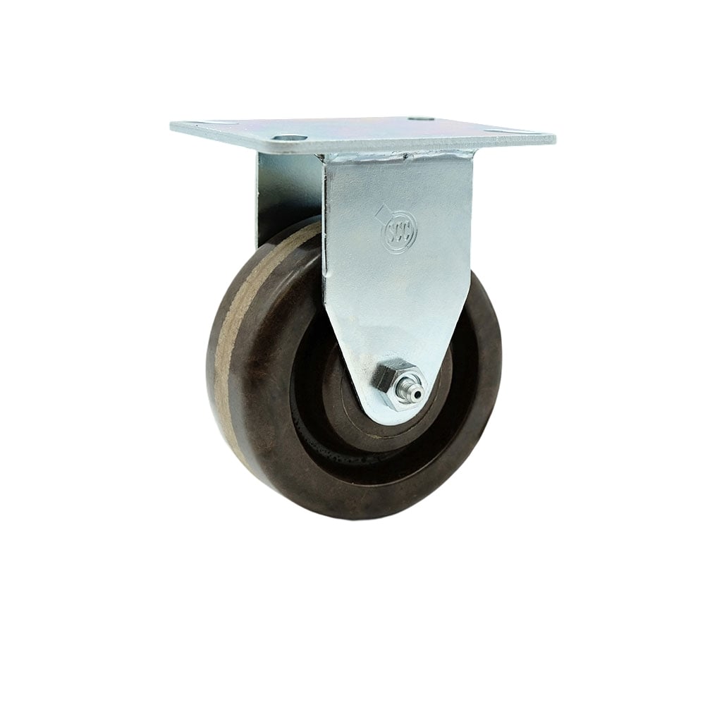 SCC-20R415-PHRHT-TP2 High Temperature Rigid Caster with 4 in. High Temperature Phenolic Wheel, 3.13 x 4.13 in. Overall Top Plate