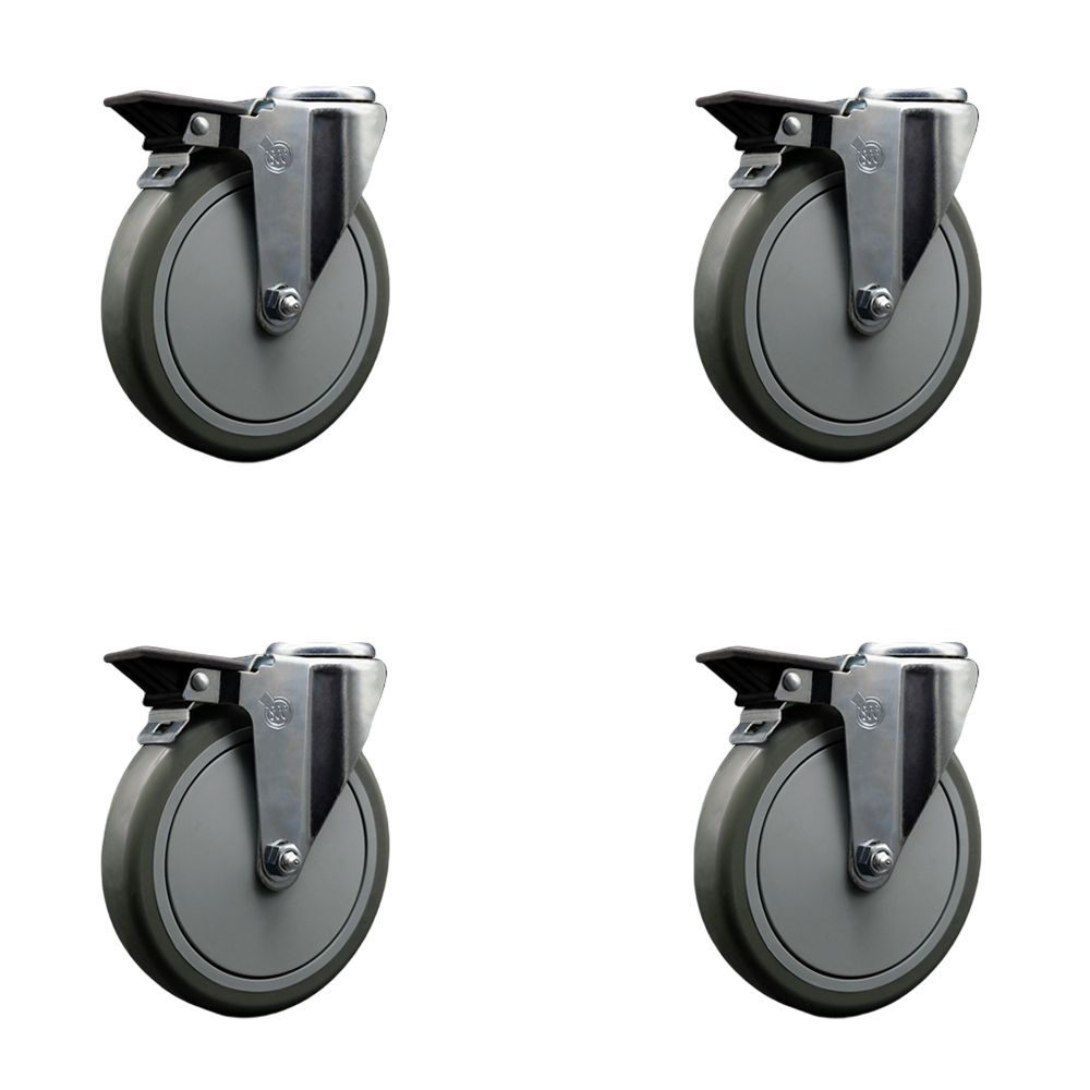 SCC-BH20S614-PPUB-PLB-4 Polyurethane Swivel Bolt Hole Caster with 6 x 1.25 in. Gray Wheels - Set of 4