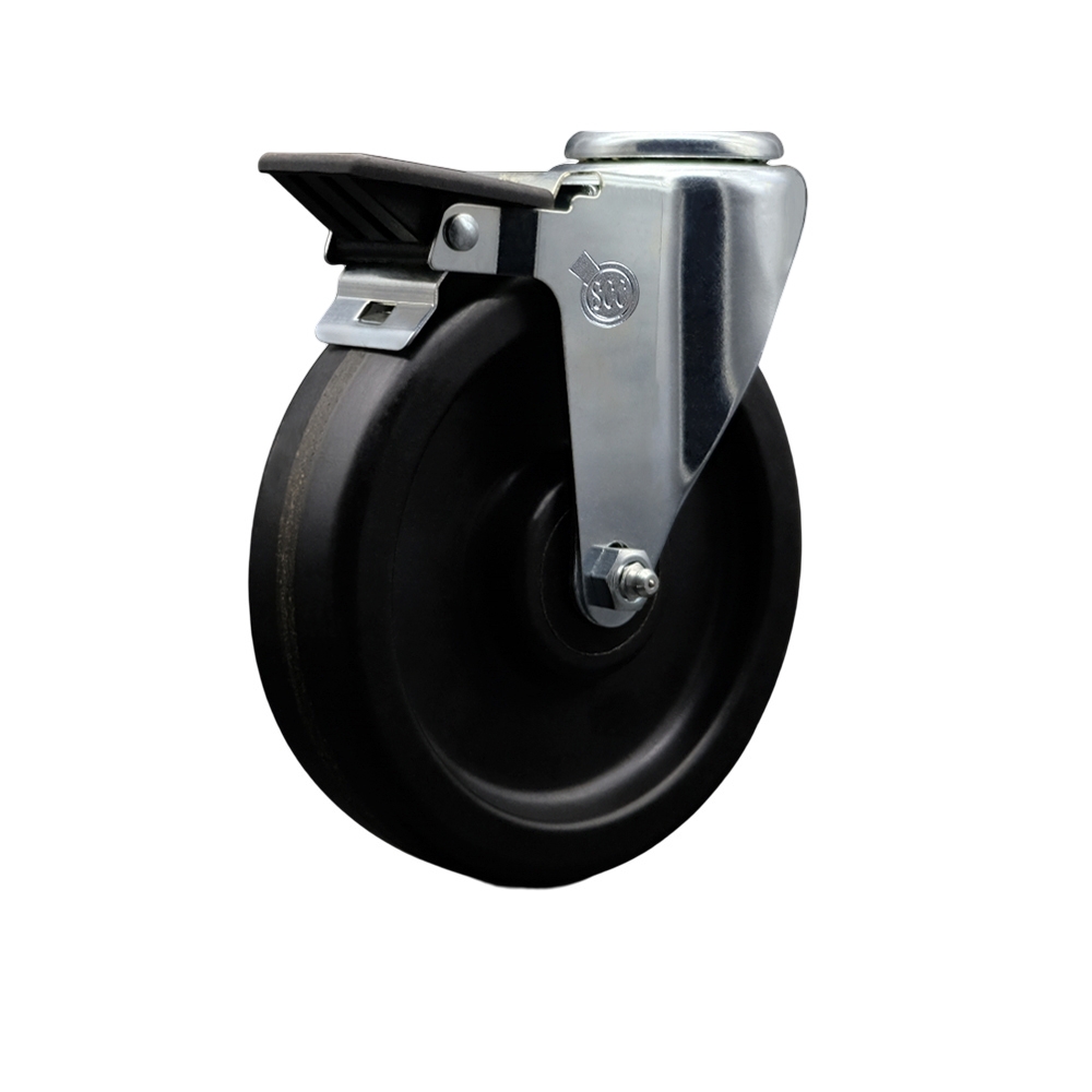 Phenolic Swivel Caster - Black - 6 x 1.5 in. - Posi Lock Brake