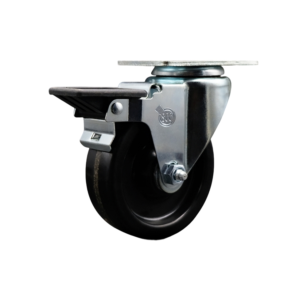 Phenolic Swivel Caster - Black - 4 in. Wheel - Posi Lock Brake