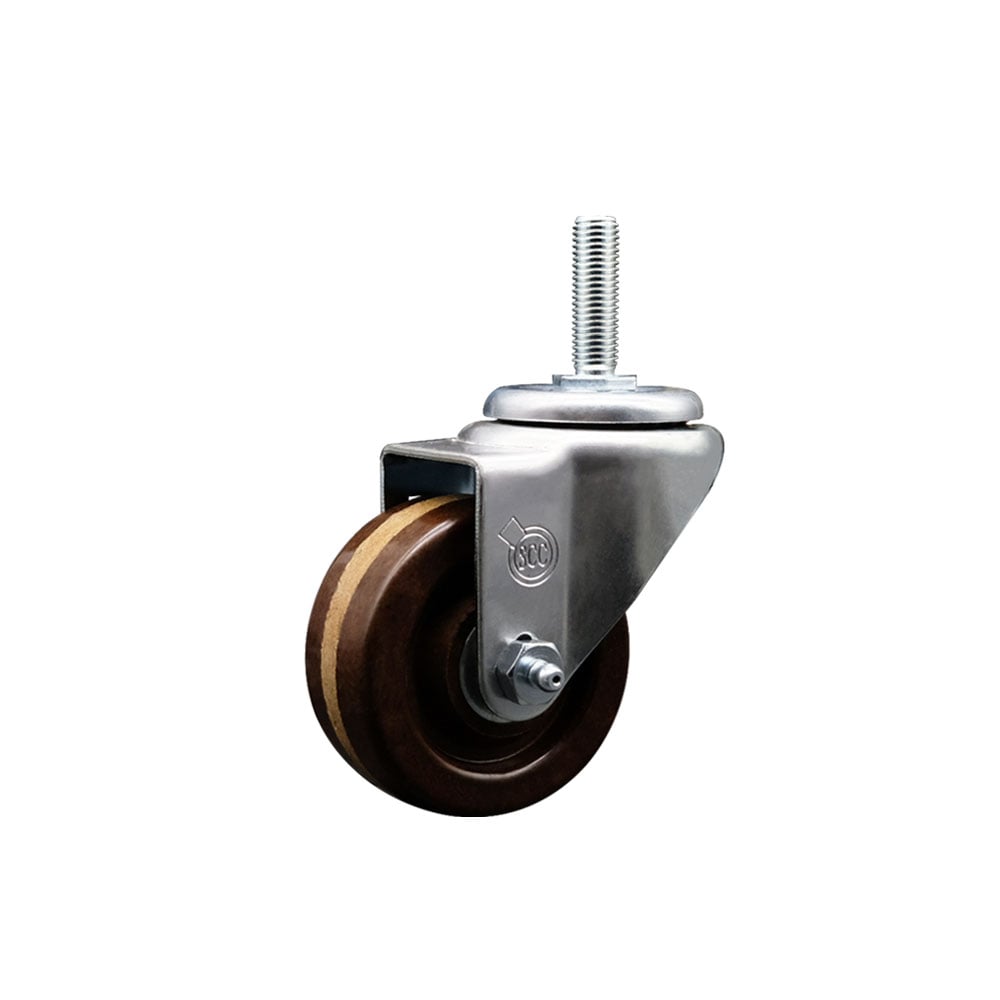 SCC-TS20S314-PHSHT-34212 High Temperature Phenolic Swivel Threaded Stem Caster with Roller Bearing 3 x 1.25 in. Brown Wheel & 0.5 in. Stem