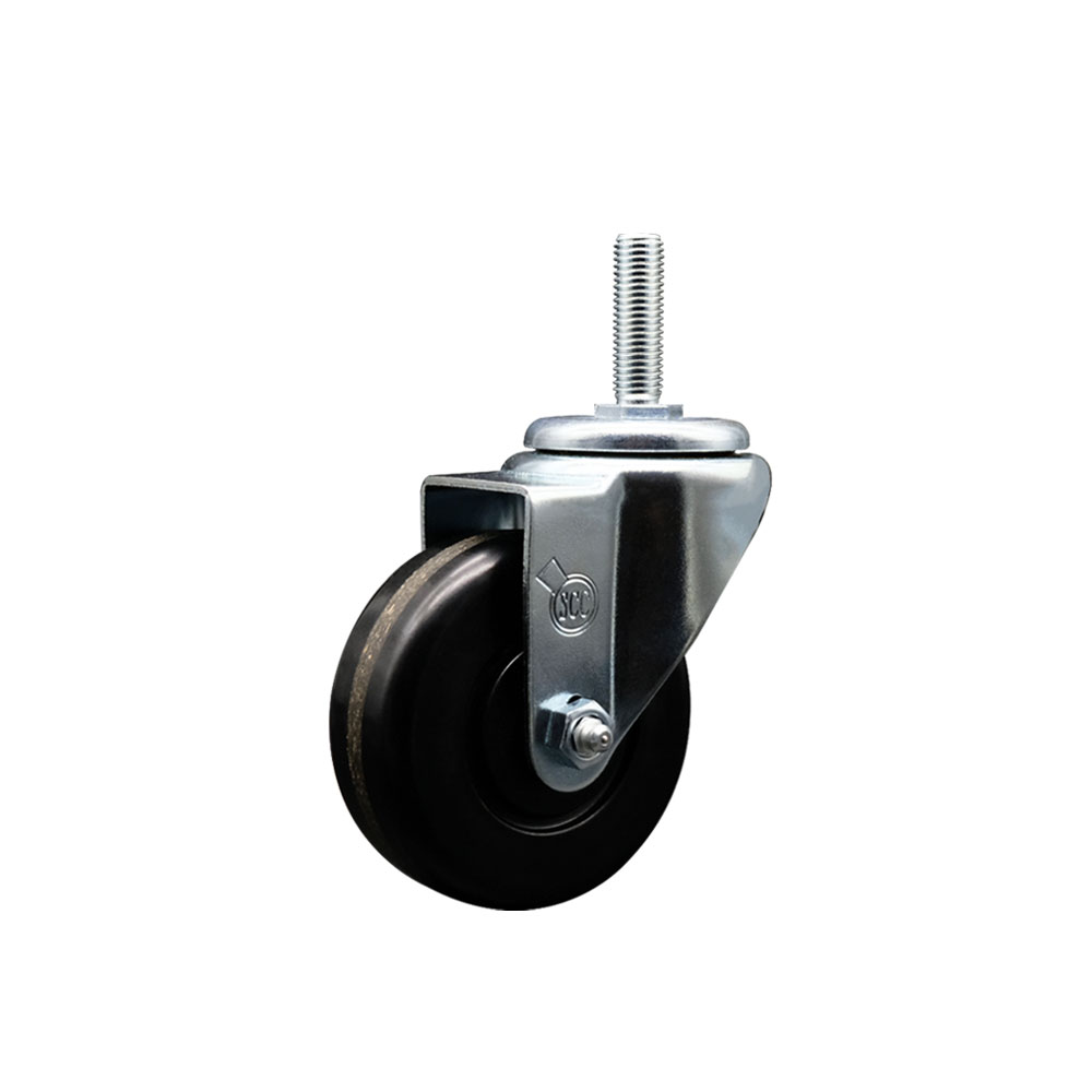 SCC-TS20S3514-PHS-34212 Phenolic Swivel Threaded Stem Caster with 3.5 x 1.25 in. Black Wheel & 0.75 in. Stem