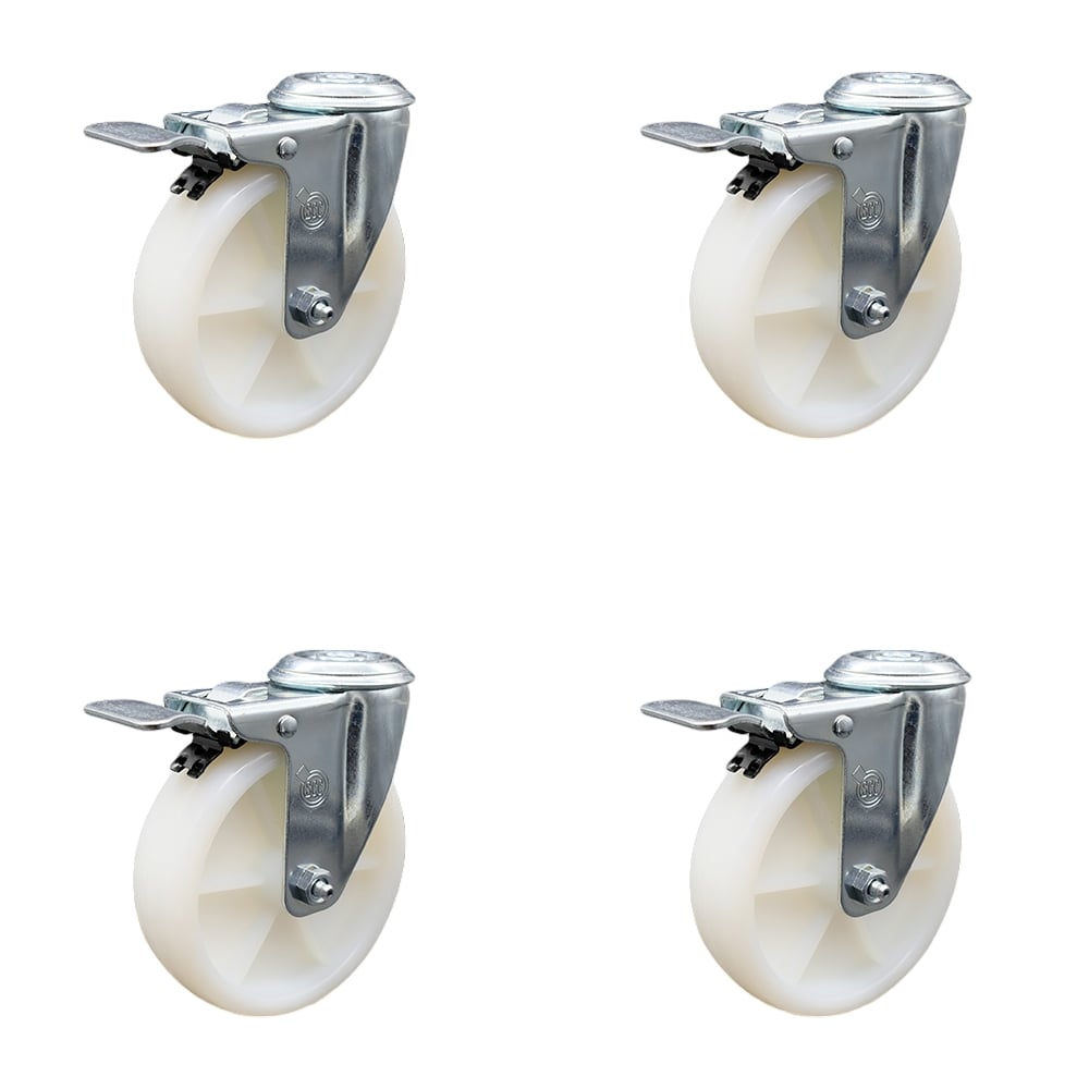 SCC-BHTTL20S514-NYS-4 Nylon Swivel Bolt Hole Caster with 5 x 1.25 in. White Wheels - Set of 4