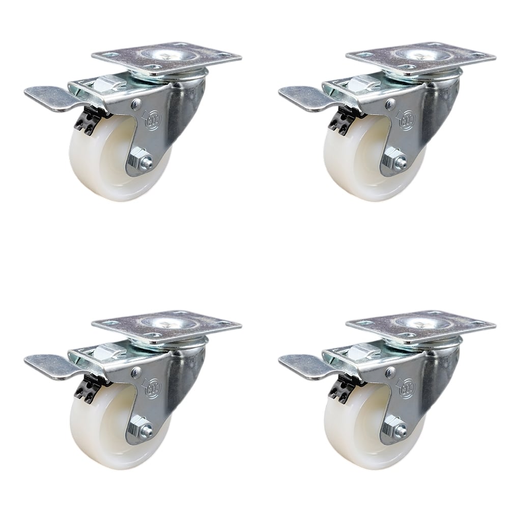 SCC-SSTTL20S314-NYS-4 Stainless Steel Nylon Swivel Top Plate Caster with 3 x 1.25 in. White Wheels - Set of 4