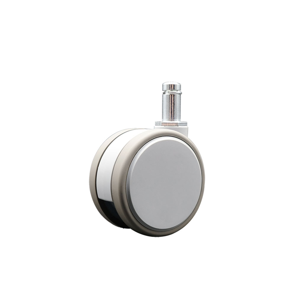 3 in. MRI Safe Swivel Caster Quiet Non-Marking Gray Thermoplastic Rubber Twin Wheels 0.43 in. by 0.875 in. Grip Ring Stem