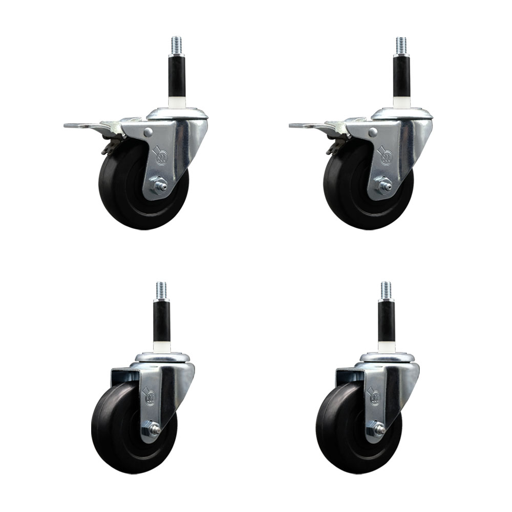 SCC-EXTTL20S3514-HRS-2-S-2-78 Hard Rubber Swivel Expanding Stem Caster with 3.5 x 1.25 in. Black Wheels & 0.87 in. Stems - Set of 4