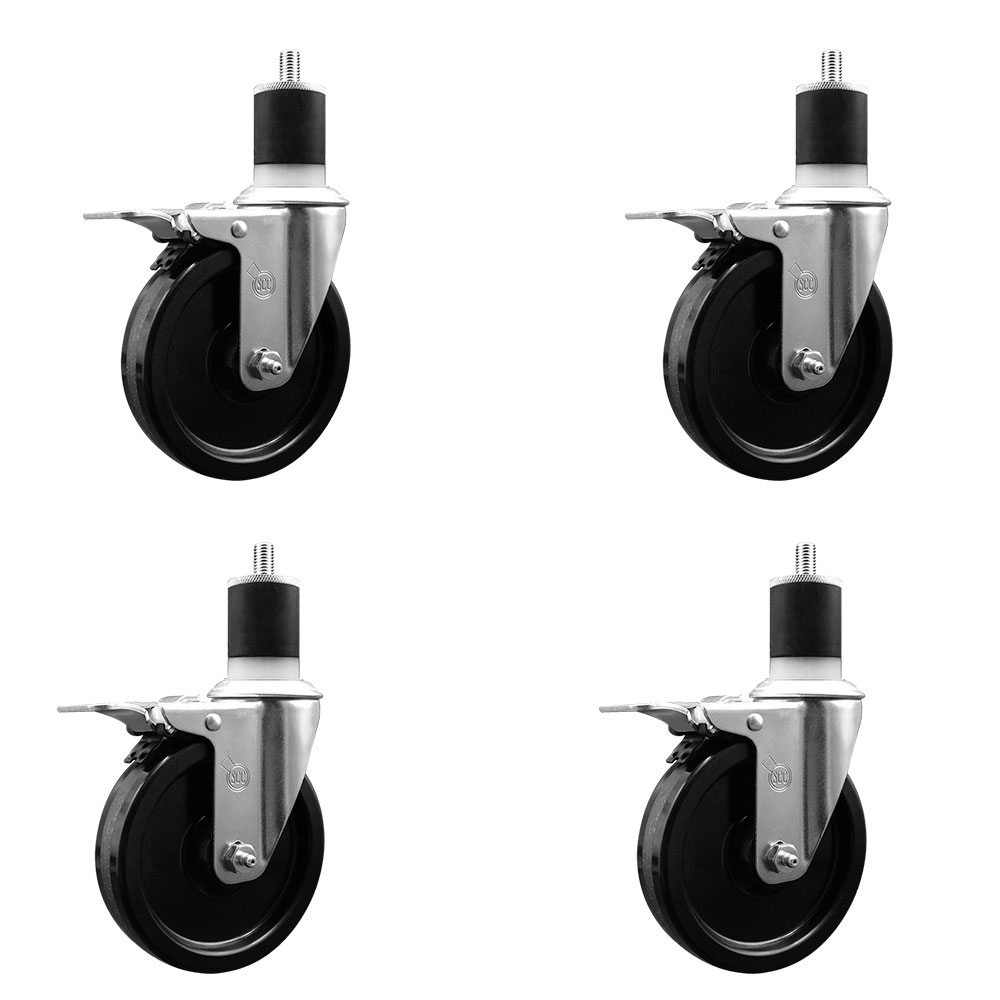 SCC-EXTTL20S514-PHR-178-4 Phenolic Swivel Expanding Stem Caster with Roller Bearings 5 x 1.25 in. Black Wheels & 1.87 in. Stems - Set of 4