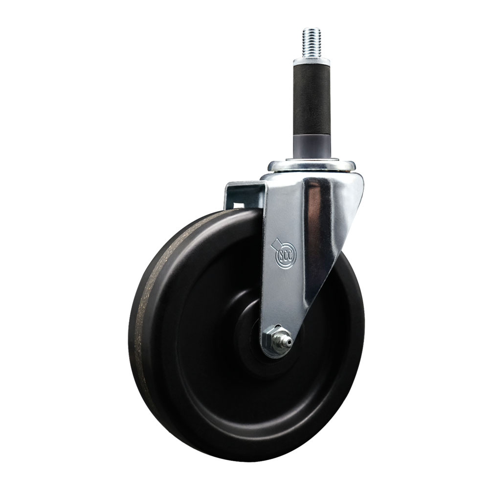 SCC-EX20S615-PHR-1 Phenolic Swivel Expanding Stem Caster with Roller Bearing 6 x 1.5 in. Black Wheel & 1 in. Stem