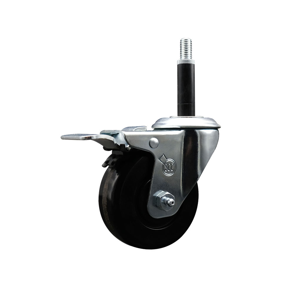 SCC-EXTTL20S3514-PHR-34 Phenolic Swivel Expanding Stem Caster with Roller Bearing 3.5 x 1.25 in. Black Wheel & 0.75 in. Stem & Total Locking Brake