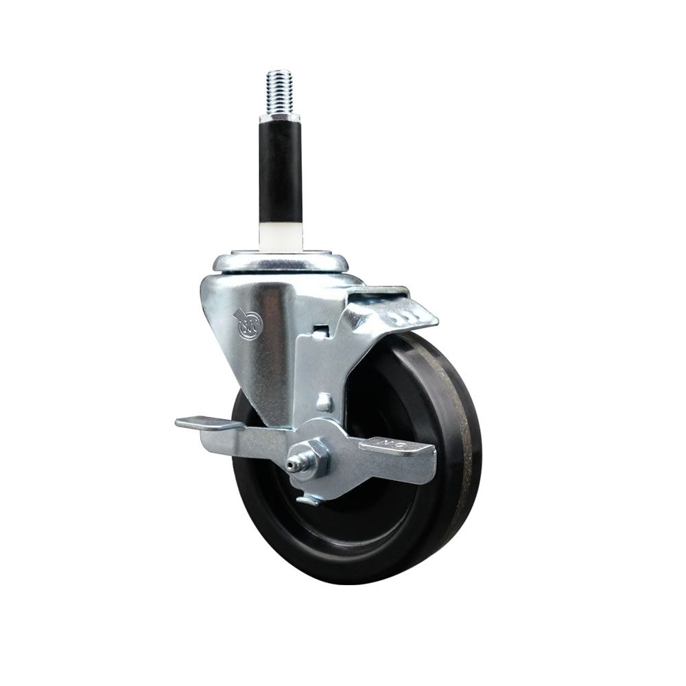 Phenolic Swivel Caster - Black - 4 x 1.25 in. - Top Locking Brake