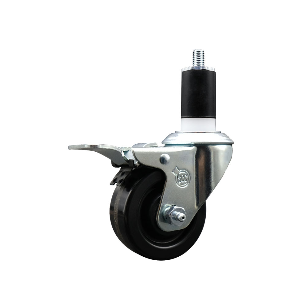 Phenolic Swivel Caster - Black - 3 in. Wheel - Total Locking Brake
