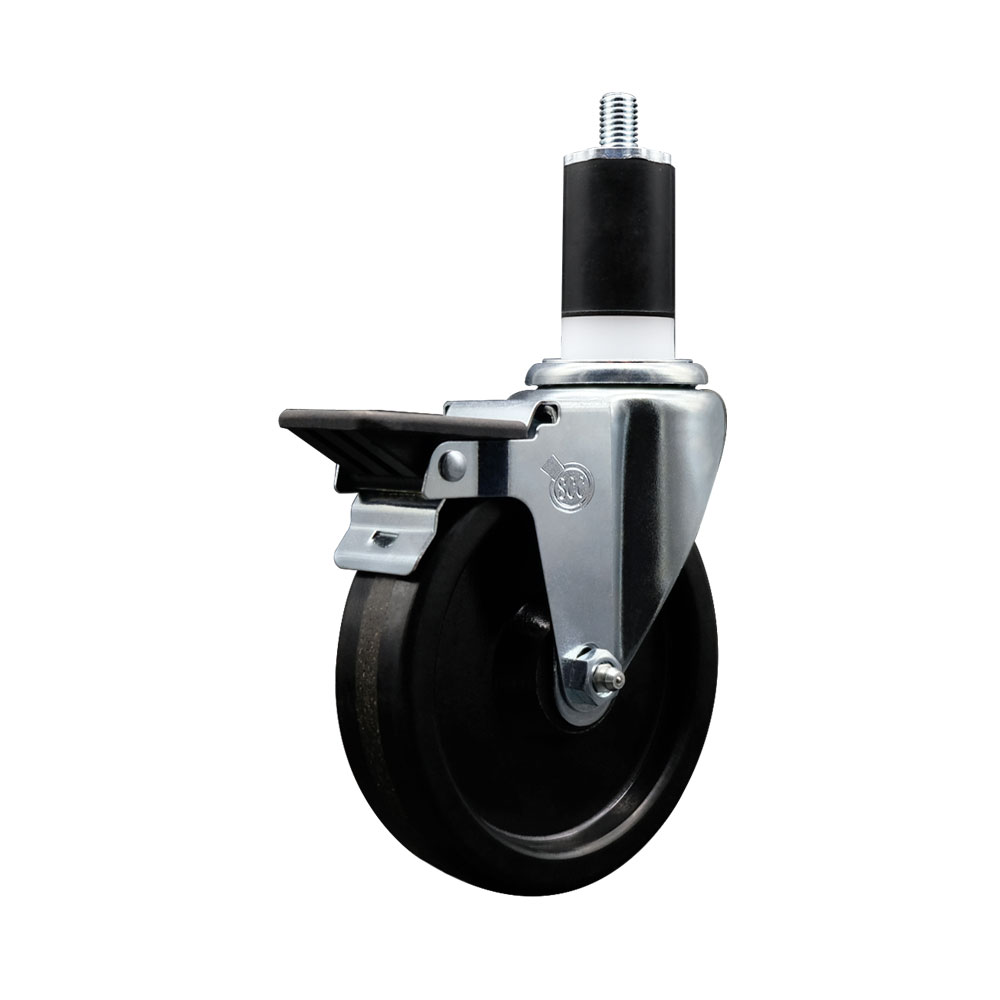 SCC-EX20S514-PHS-PLB-112 Phenolic Swivel Expanding Stem Swivel Caster with 5 in. Black Wheel & 1.5 in. Stem & Posi Locking Brake