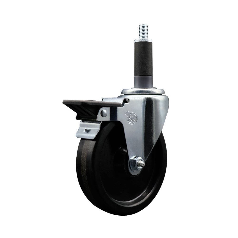 Phenolic Swivel Caster - Black - 5 in. Wheel - Posi Lock Brake
