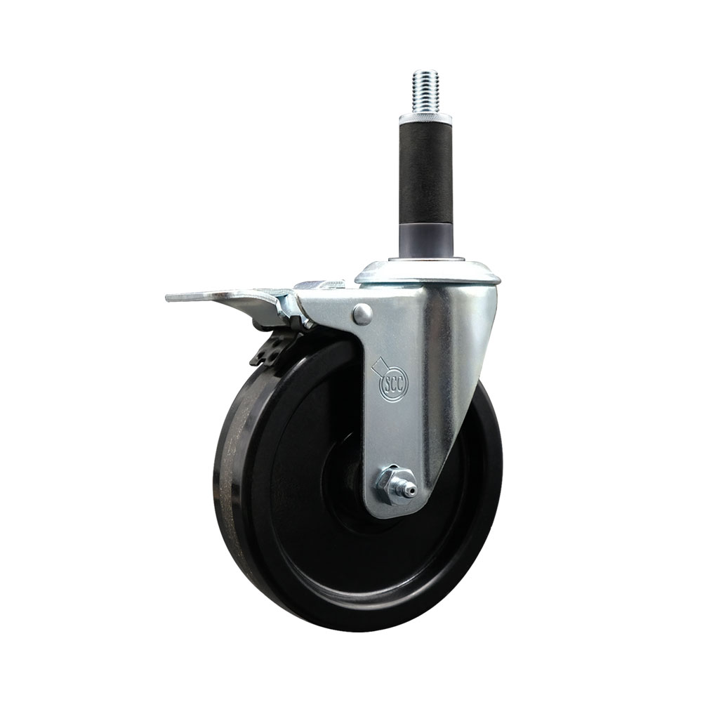 SCC-EXTTL20S514-PHS-1 Phenolic Swivel Expanding Stem Swivel Caster with 5 in. Black Wheel & 1 in. Stem & Total Locking Brake