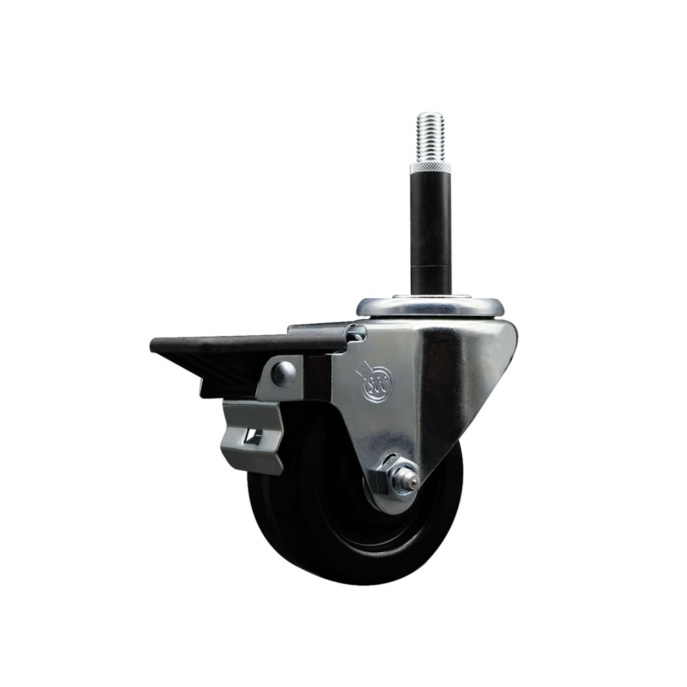 Phenolic Swivel Caster - Black - 3 in. Wheel - Posi Lock Brake