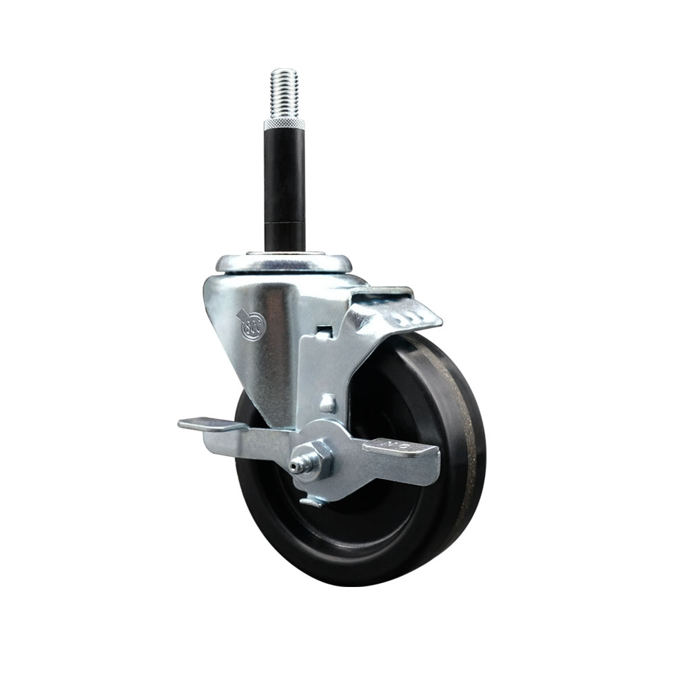 Phenolic Swivel Caster - Black - 4 in. Wheel - Top Locking Brake - 300 lbs Capacity
