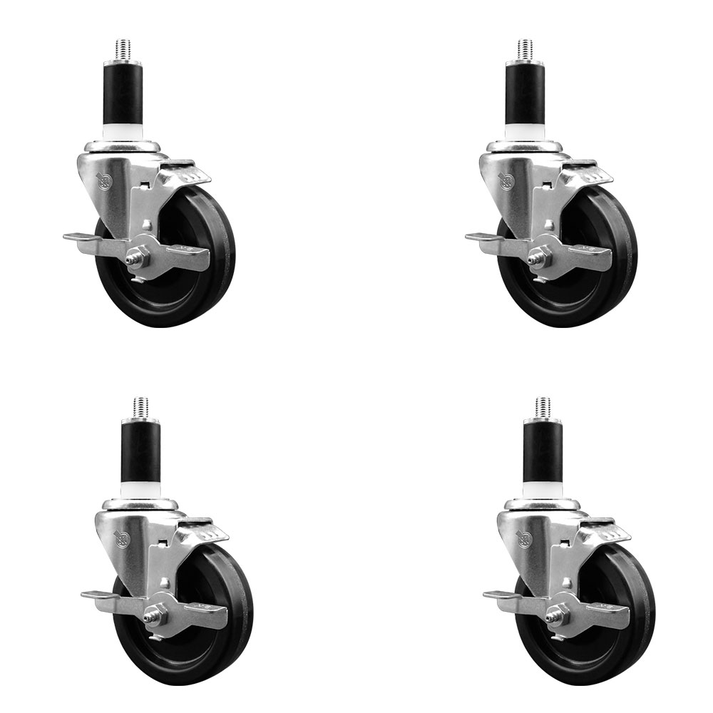 Phenolic Swivel Caster - Black - 4 in. - Set of 4 - 1200 lbs Capacity