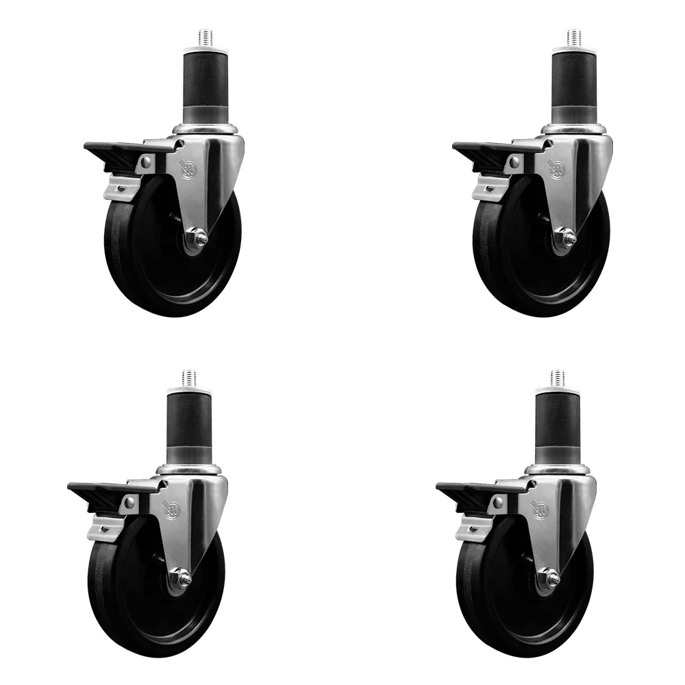 Phenolic Swivel Caster - Black - Set of 4 - 300 lbs Capacity