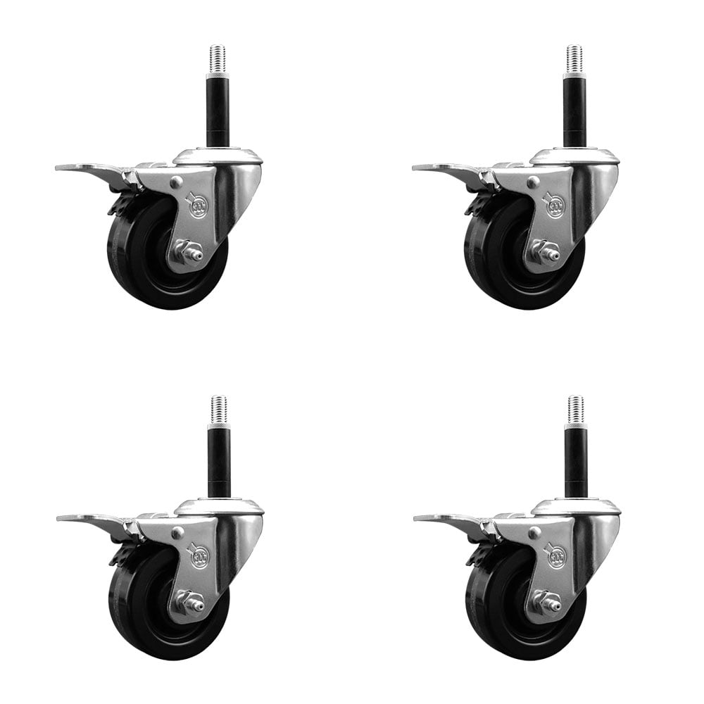 SCC-EXTTL20S314-PHR-34-4 Phenolic Swivel Expanding Stem Caster with Roller Bearings 3 x 1.25 in. Black Wheels & 0.75 in. Stems - Set of 4