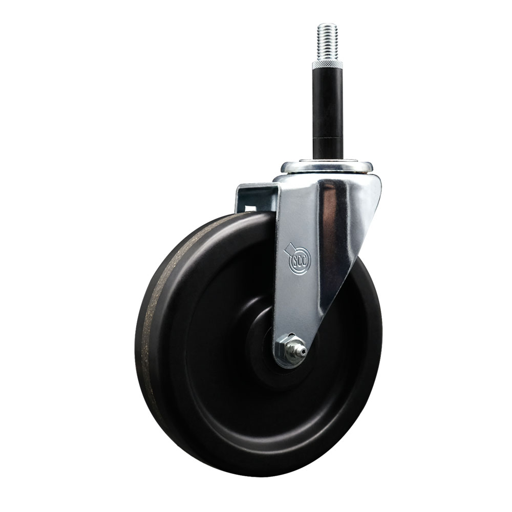 SCC-EX20S615-PHR-34 Phenolic Swivel Expanding Stem Caster with Roller Bearing 6 x 1.5 in. Black Wheel & 0.75 in. Stem