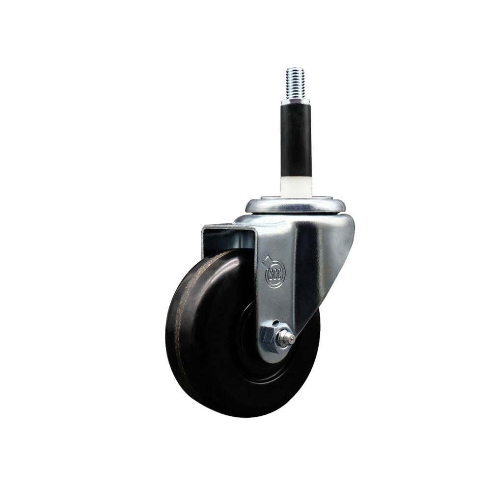 SCC-EX20S3514-PHR-78 Phenolic Swivel Expanding Stem Caster with Roller Bearing 3.5 x 1.25 in. Black Wheel & 0.87 in. Stem