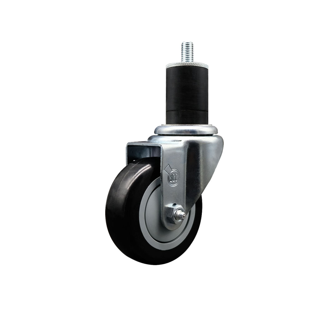 SCC-EX20S3514-PPUB-BLK-134 Polyurethane Expanding Stem Swivel Caster with 3.5 in. Black Wheel & 1.75 in. Stem