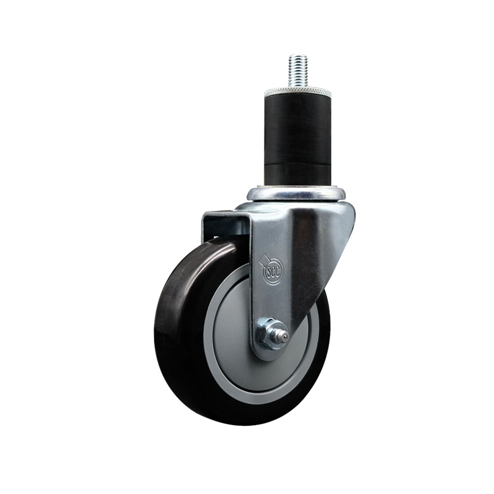 SCC-EX20S414-PPUB-BLK-134 Polyurethane Expanding Stem Swivel Caster with 4 in. Black Wheel & 1.75 in. Stem
