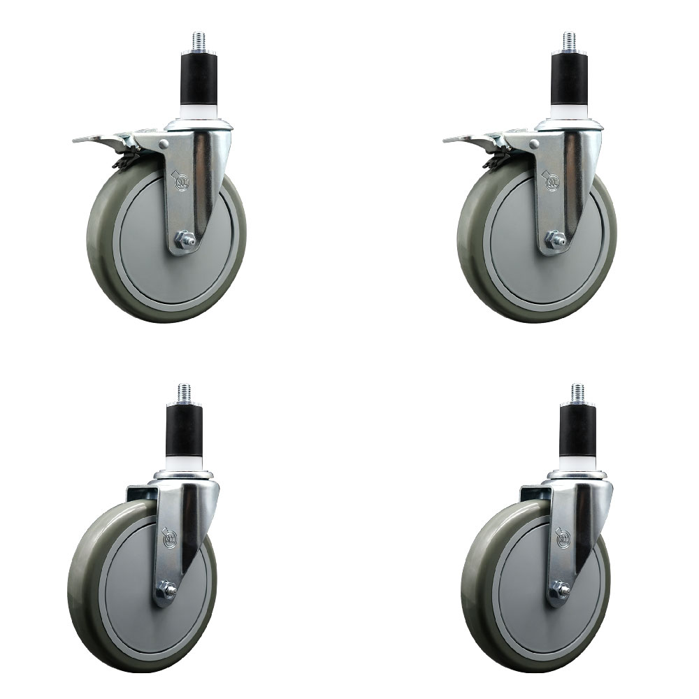 SCC-EXTTL20S614-PPUB-2-S-2-112 Polyurethane Swivel Expanding Stem Caster with 6 in. Gray Wheels & 1.5 in. Stems - Set of 4