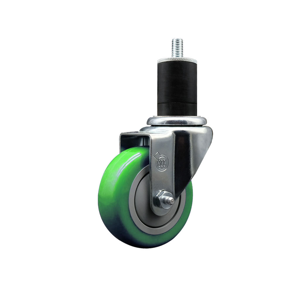 SCC-EX20S3514-PPUB-GRN-134 Polyurethane Expanding Stem Swivel Caster with 3.5 in. Green Wheel & 1.75 in. Stem