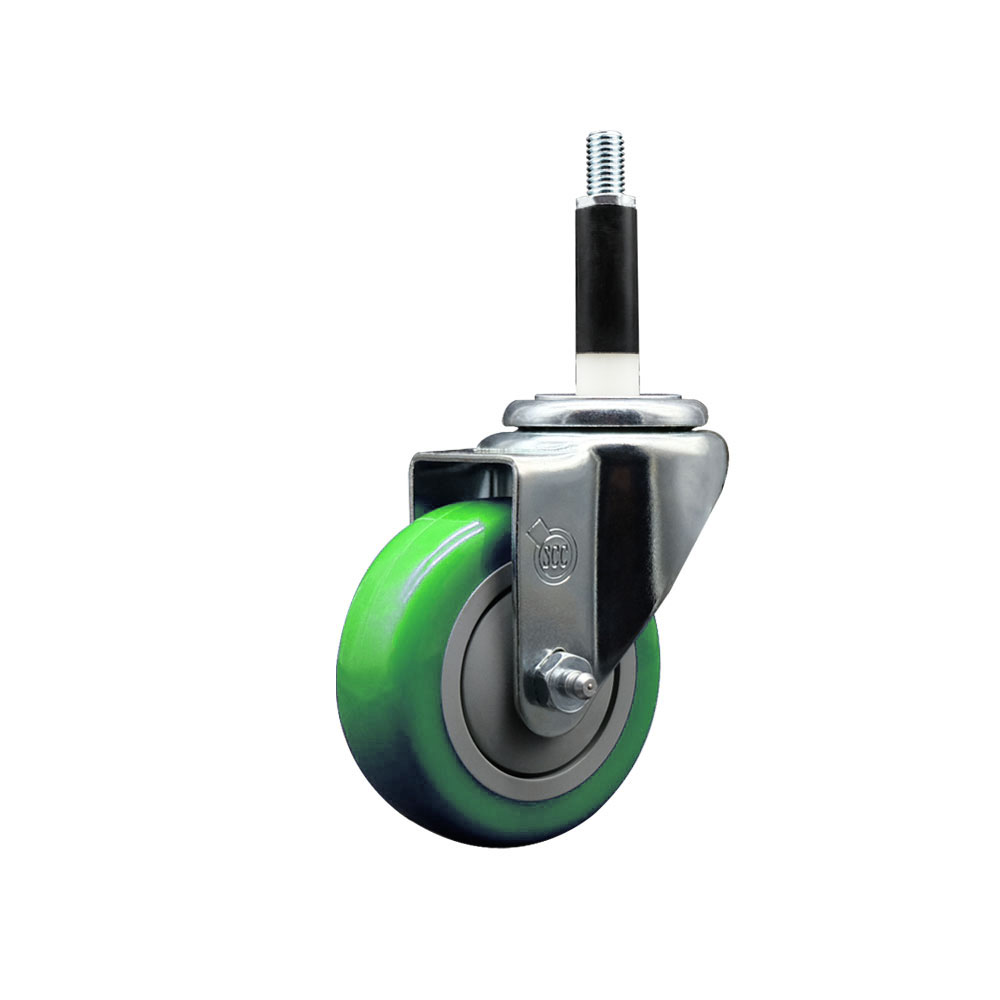 SCC-EX20S3514-PPUB-GRN-78 Polyurethane Expanding Stem Swivel Caster with 3.5 in. Green Wheel & 0.87 in. Stem