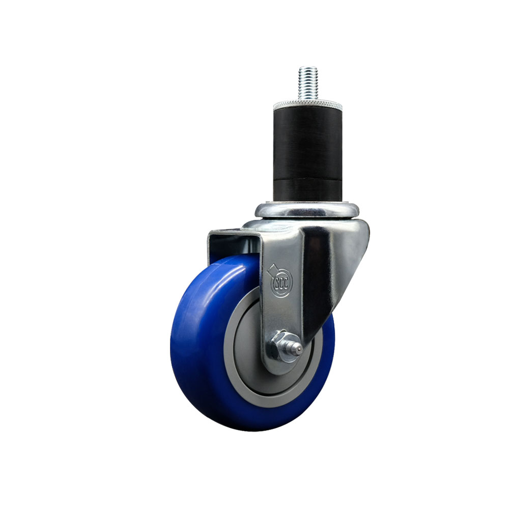 SCC-EX20S3514-PPUB-BLUE-134 Polyurethane Expanding Stem Swivel Caster with 3.5 in. Blue Wheel & 1.75 in. Stem
