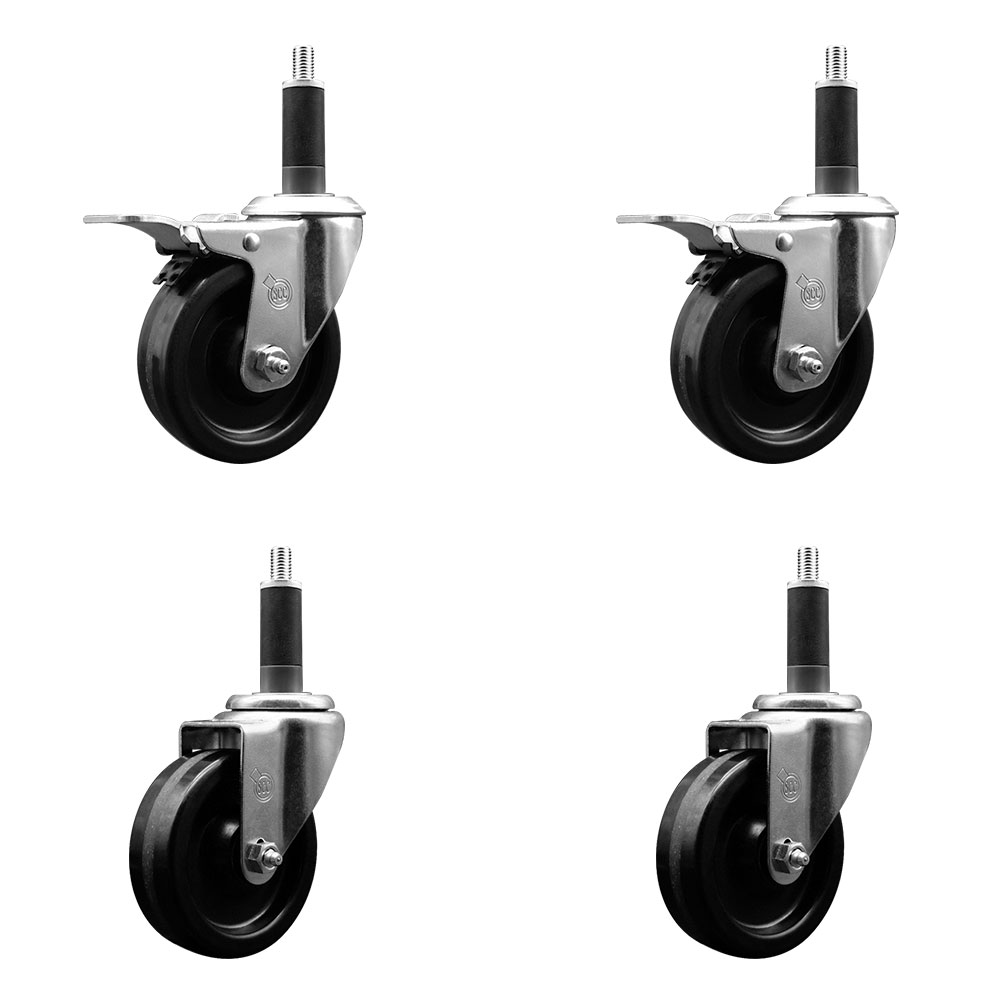 SCC-EXTTL20S414-PHS-2-S-2-1 Phenolic Swivel Expanding Stem Caster with 4 in. Black Wheels & 1 in. Stems - Set of 4