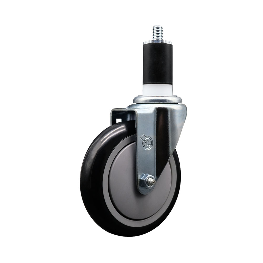 SCC-EX20S514-PPUB-BLK-112 Polyurethane Expanding Stem Swivel Caster with 5 in. Black Wheel & 1.5 in. Stem