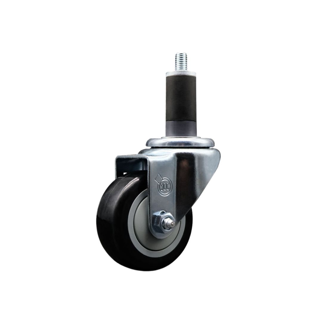 SCC-EX20S314-PPUB-BLK-114 Polyurethane Expanding Stem Swivel Caster with 3 in. Black Wheel & 1.25 in. Stem