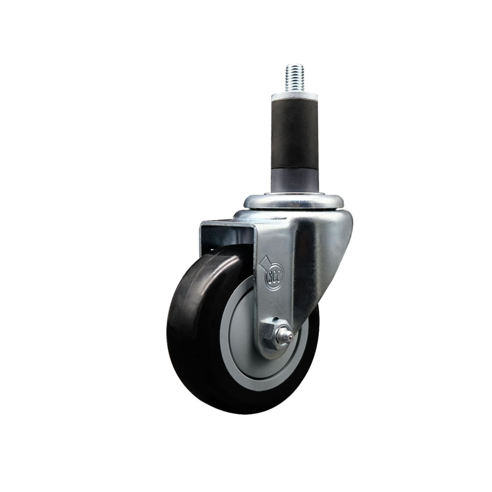 SCC-EX20S3514-PPUB-BLK-114 Polyurethane Expanding Stem Swivel Caster with 3.5 in. Black Wheel & 1.25 in. Stem