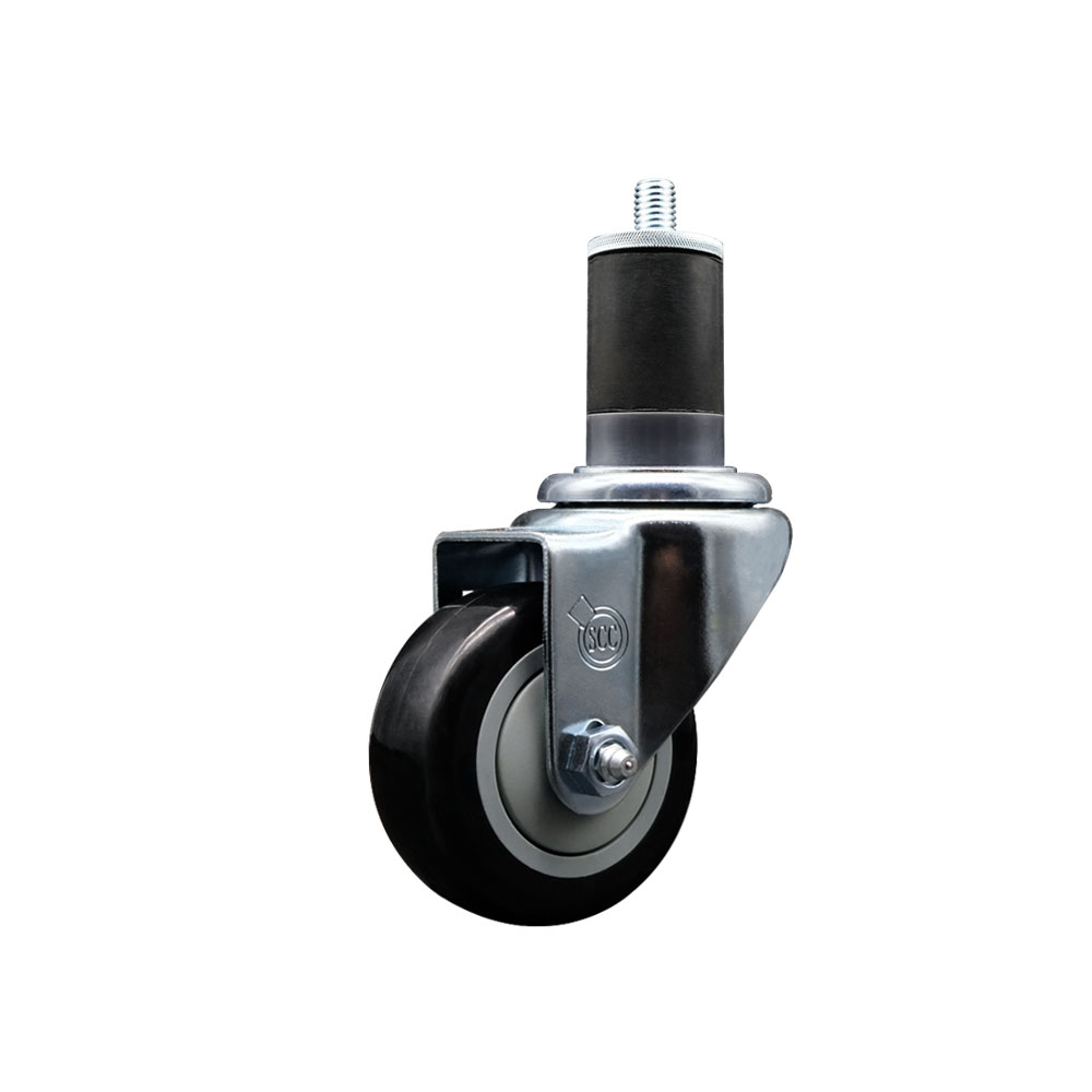 SCC-EX20S314-PPUB-BLK-158 Polyurethane Expanding Stem Swivel Caster with 3 in. Black Wheel & 1.63 in. Stem